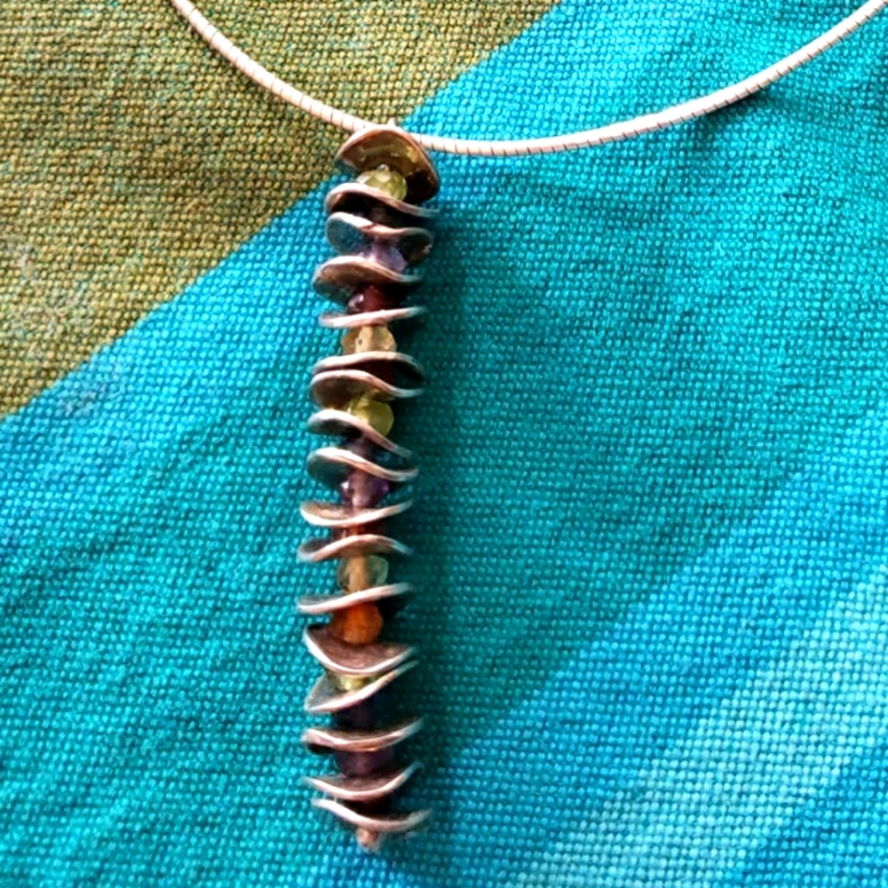 Beit Nir Vintage Sterling Silver & Gemstone Pendant Necklace